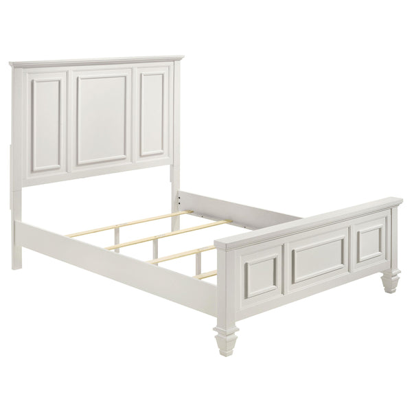 Coaster Furniture Sandy Beach 201301Q Wood Queen Panel Bed - Cream White IMAGE 1