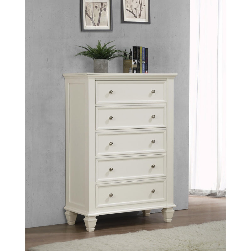 Coaster Furniture Sandy Beach 201305 5-Drawer Bedroom Chest - Cream White IMAGE 9