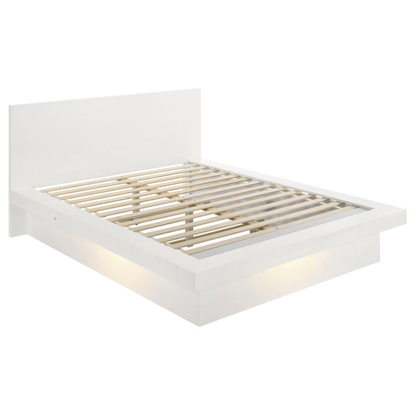 Coaster Furniture Jessica 202990Q Wood Queen LED Panel Bed - Snow White IMAGE 1