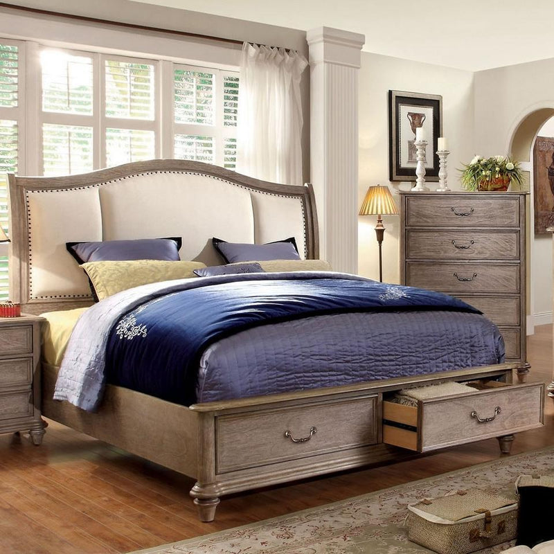 Calgary Furniture Emporium Belgrade II CM7614 6 pc Queen Upholstered Panel Bed Set with Storage IMAGE 2