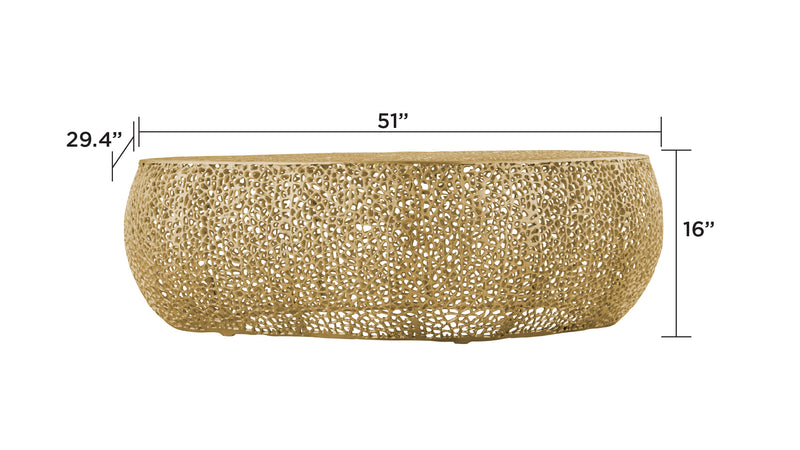 T3601-50-COFFEE TABLE OVAL-GOLD