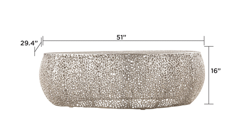 T3601-50-COFFEE TABLE OVAL-SILVER