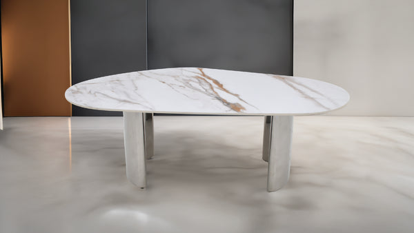 409-CHARLO-COFFEE TABLE-MARBLE-CHROME