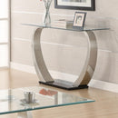 Coaster Furniture Pruitt 701239 Glass Top Metal Base Console Table - Satin Silver IMAGE 1