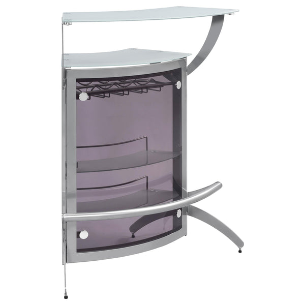 Coaster Furniture Dallas 100135 2-shelf Curved Freestanding Home Bar Cabinet - Silver IMAGE 1