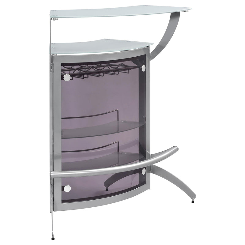 Coaster Furniture Dallas 100135 2-shelf Curved Freestanding Home Bar Cabinet - Silver IMAGE 1