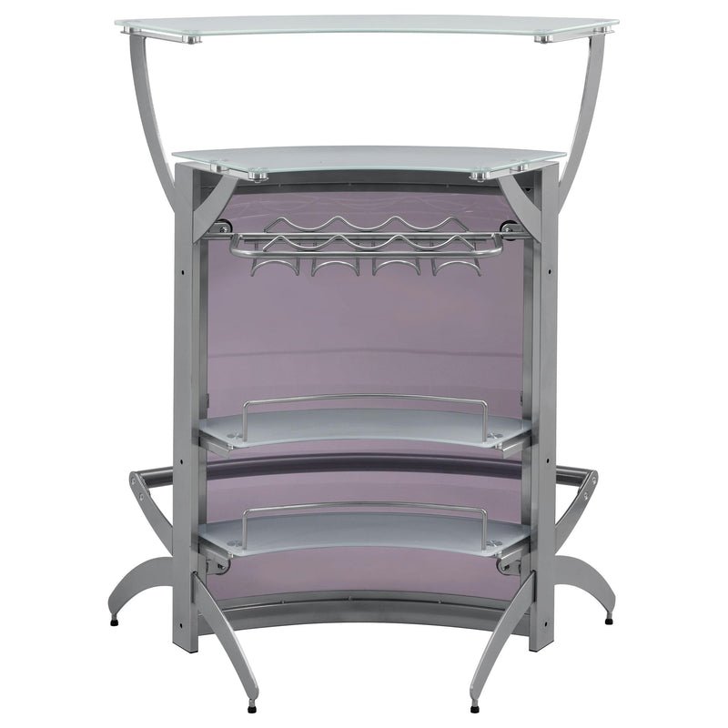 Coaster Furniture Dallas 100135 2-shelf Curved Freestanding Home Bar Cabinet - Silver IMAGE 6