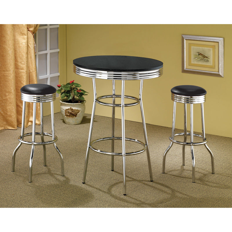 Coaster Furniture Retro 2405 Round 30-inch 1950's Bistro Pub Height Bar Table - Black IMAGE 2