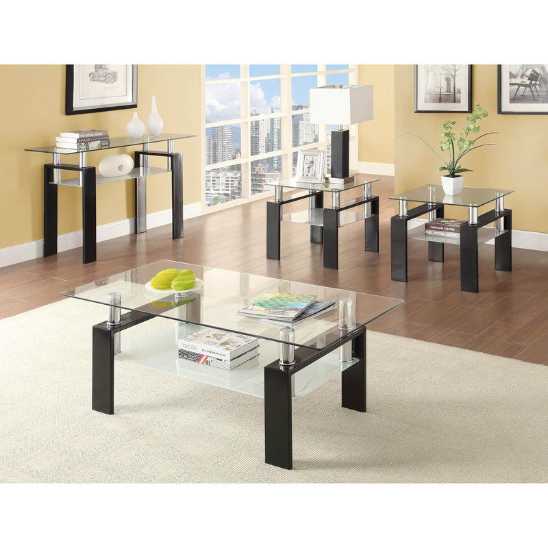 Coaster Furniture Dyer 702288 1-shelf Rectangular Glass Top Coffee Table - Black IMAGE 3