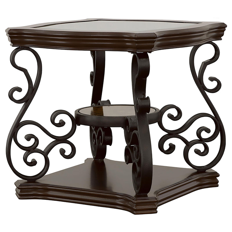 Coaster Furniture Laney 702447 1-shelf Glass Top Rectangular End Table - Deep Merlot IMAGE 4