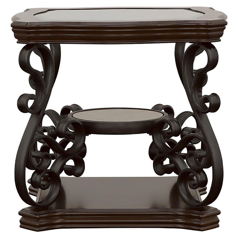 Coaster Furniture Laney 702447 1-shelf Glass Top Rectangular End Table - Deep Merlot IMAGE 6
