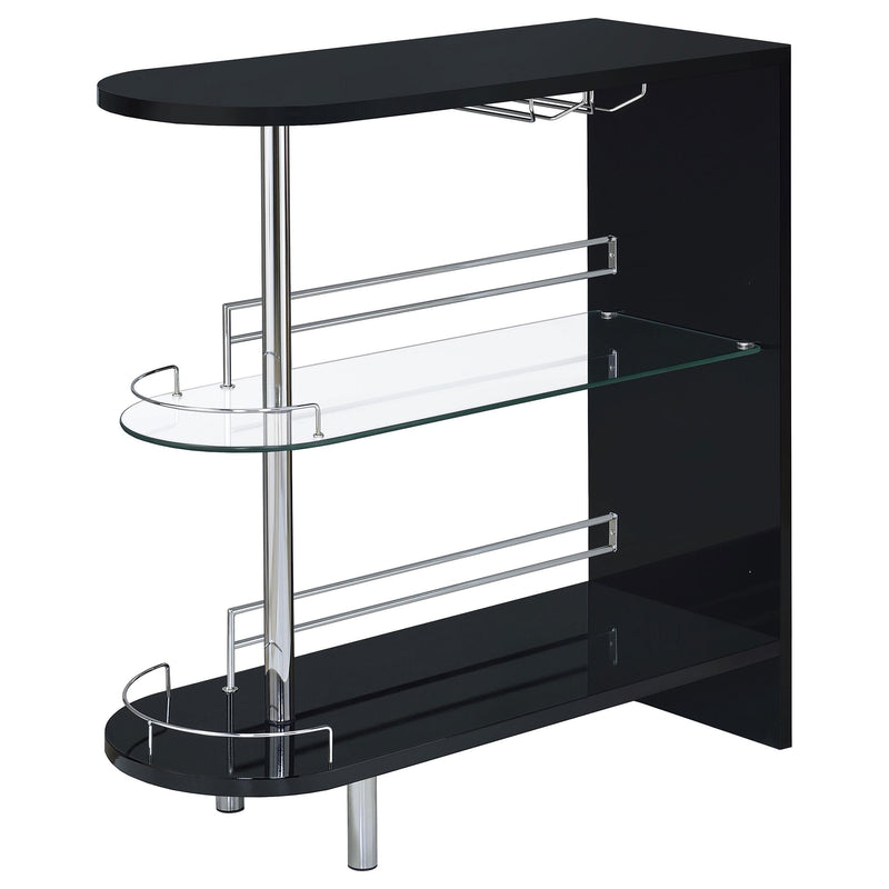 Coaster Furniture Adolfo 101063 Rectangular 2-tier Home Bar Table - Black High Gloss IMAGE 3