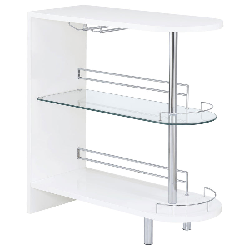 Coaster Furniture Adolfo 101064 Rectangular 2-tier Home Bar Table - White High Gloss IMAGE 1