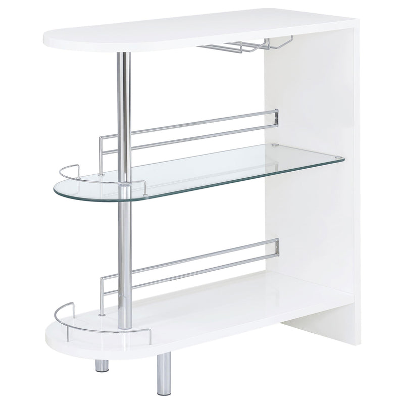 Coaster Furniture Adolfo 101064 Rectangular 2-tier Home Bar Table - White High Gloss IMAGE 3