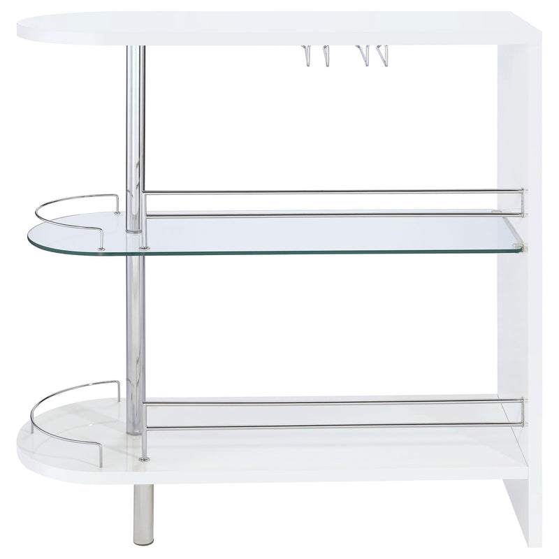 Coaster Furniture Adolfo 101064 Rectangular 2-tier Home Bar Table - White High Gloss IMAGE 4