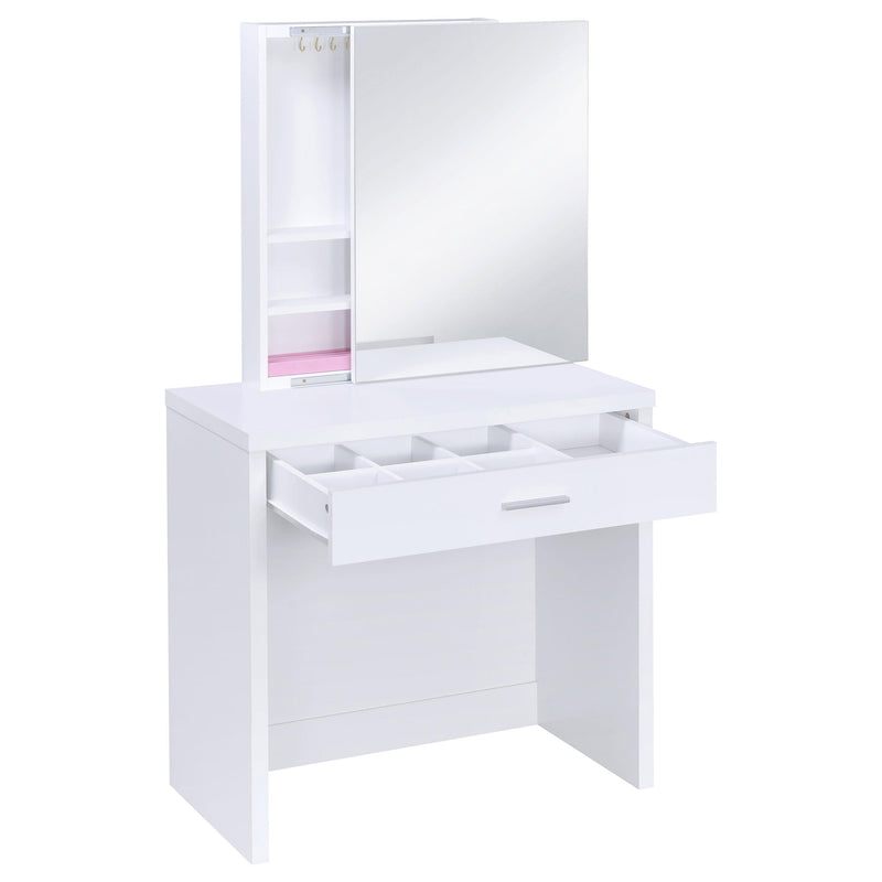 Coaster Furniture Harvey 300290 Vanity Set with Lift-Top Stool - White IMAGE 3