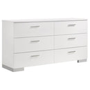 Coaster Furniture Felicity 203503 6-Drawer Dresser - White High Gloss IMAGE 1