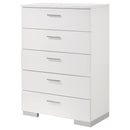 Coaster Furniture Felicity 203505 5-Drawer Bedroom Chest - White High Gloss IMAGE 3