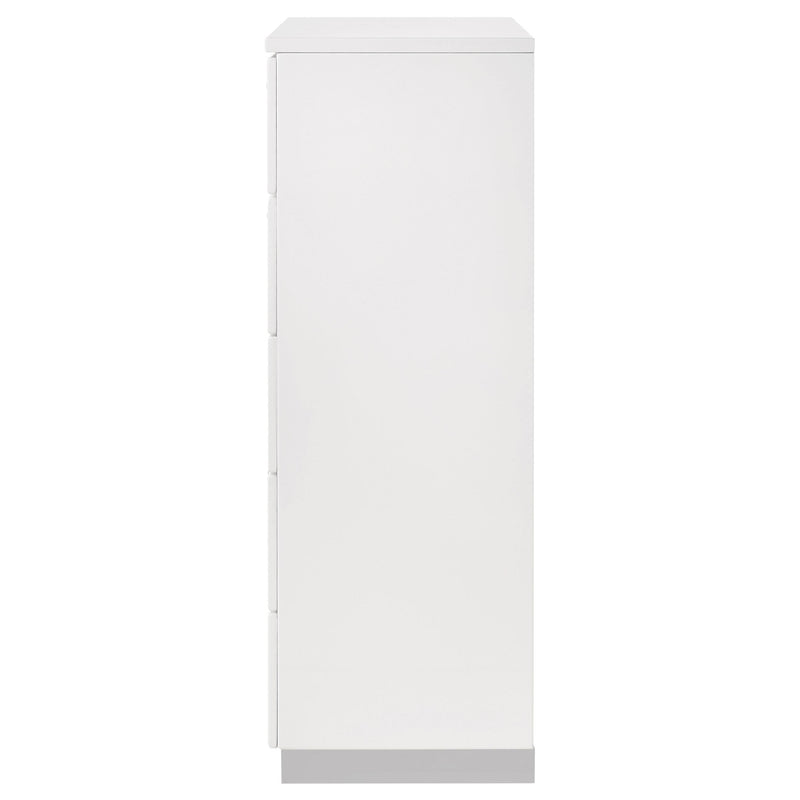 Coaster Furniture Felicity 203505 5-Drawer Bedroom Chest - White High Gloss IMAGE 4