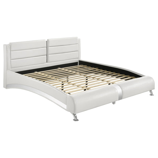 Coaster Furniture Jeremaine 300345KW Upholstered California King Sleigh Bed - White IMAGE 1