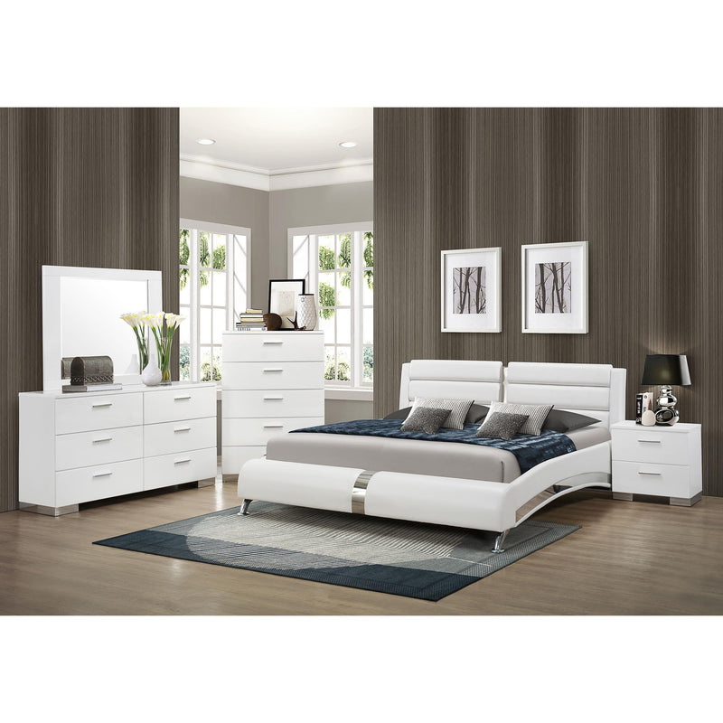 Coaster Furniture Jeremaine 300345KW Upholstered California King Sleigh Bed - White IMAGE 7