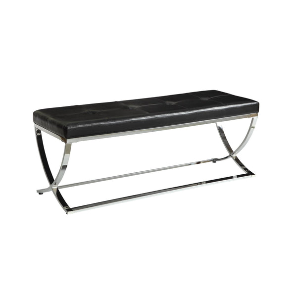 Coaster Furniture Walton 501156 Leatherette Upholstered Tufted Accent Bench - Black IMAGE 1