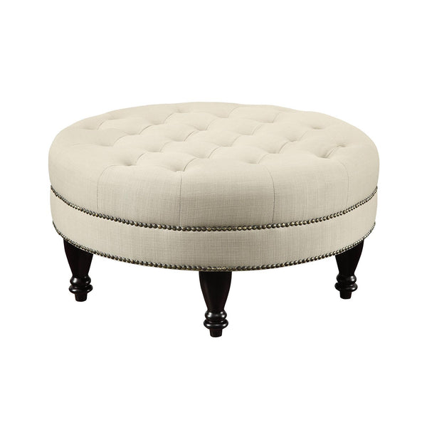 Coaster Furniture Elchin 500018 Round Upholstered Tufted Ottoman - Oatmeal IMAGE 1