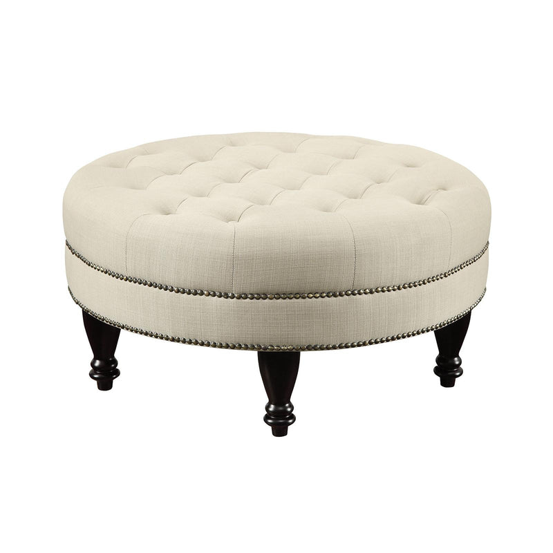 Coaster Furniture Elchin 500018 Round Upholstered Tufted Ottoman - Oatmeal IMAGE 1