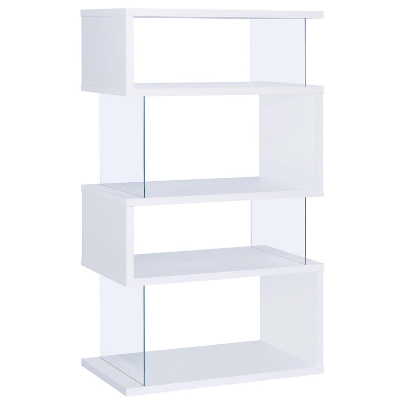 Coaster Furniture Emelle 800300 63-inch 4-shelf Glass Panel Bookshelf - White IMAGE 4