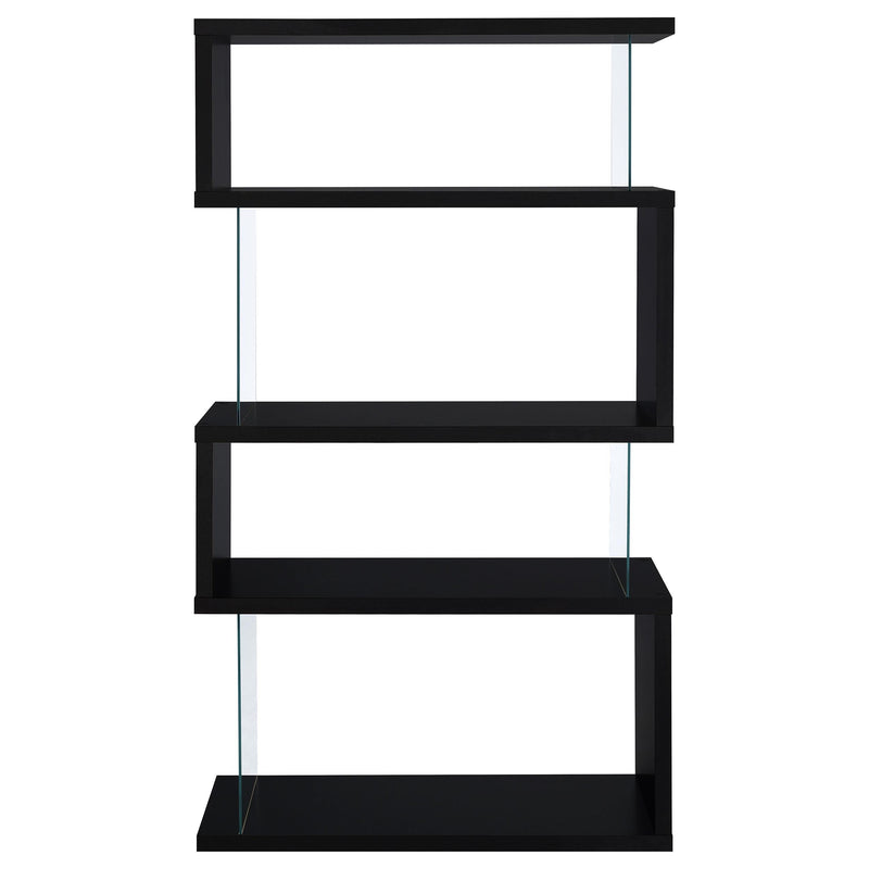 Coaster Furniture Emelle 800340 63-inch 4-shelf Glass Panel Bookshelf - Black IMAGE 2