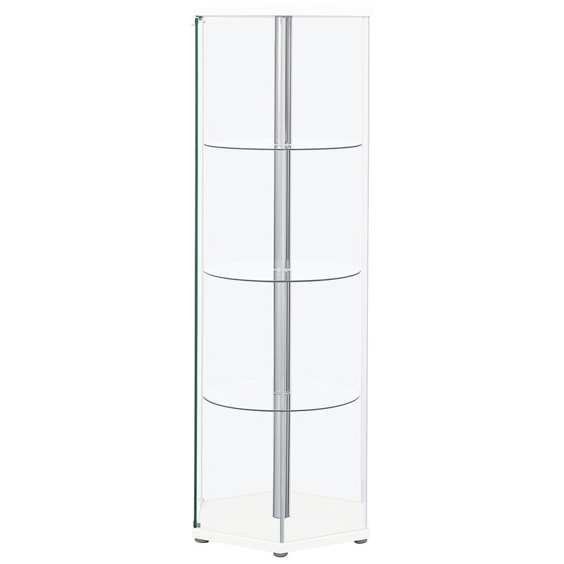 Coaster Furniture Zahavah 950001 4-shelf Hexagonal Clear Glass Curio Cabinet - White IMAGE 4
