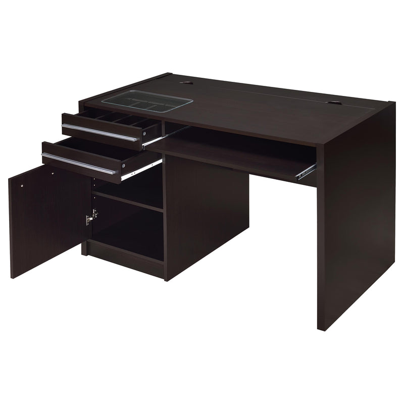 Coaster Furniture Halston 800702 47-inch 2-Drawer Office Desk with Cabinet - Cappuccino IMAGE 2