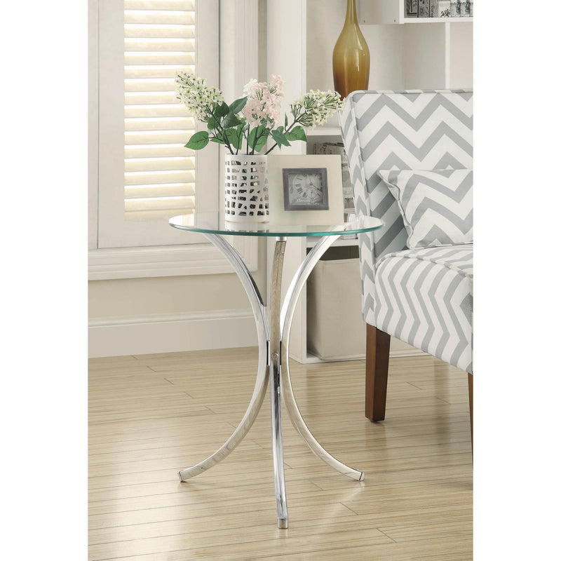 Coaster Furniture Eloise 902869 Round Glass Top Accent Side Table - Chrome IMAGE 2