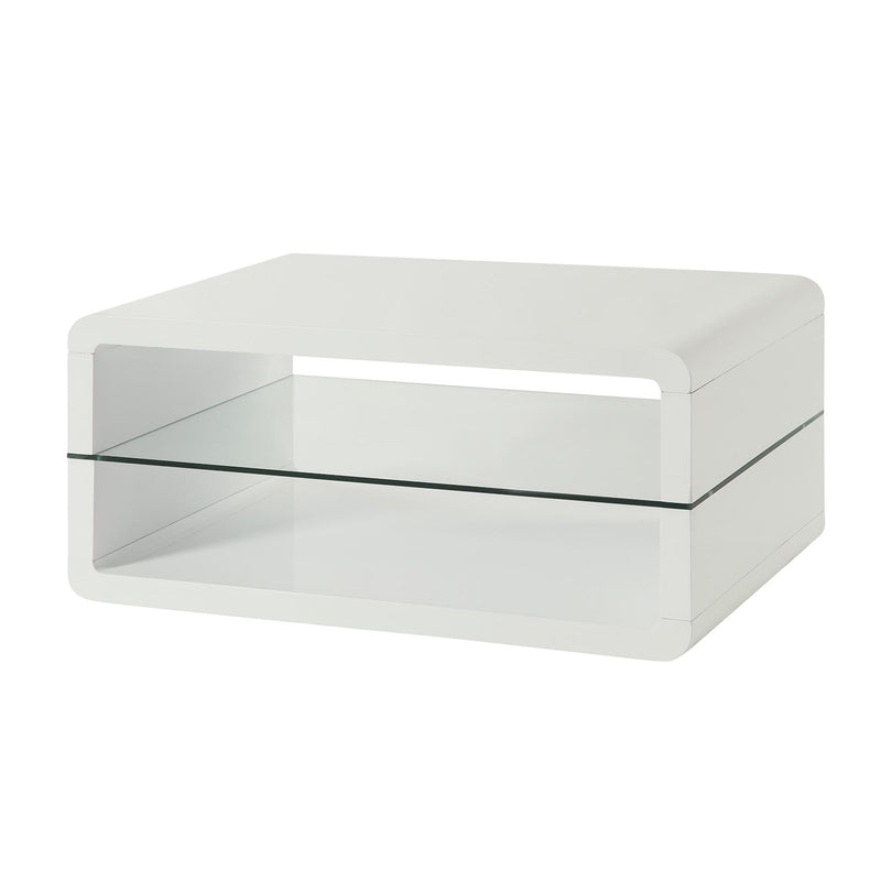 Coaster Furniture Elana 703268 1-shelf Rectangular Coffee Table - White High Gloss IMAGE 1