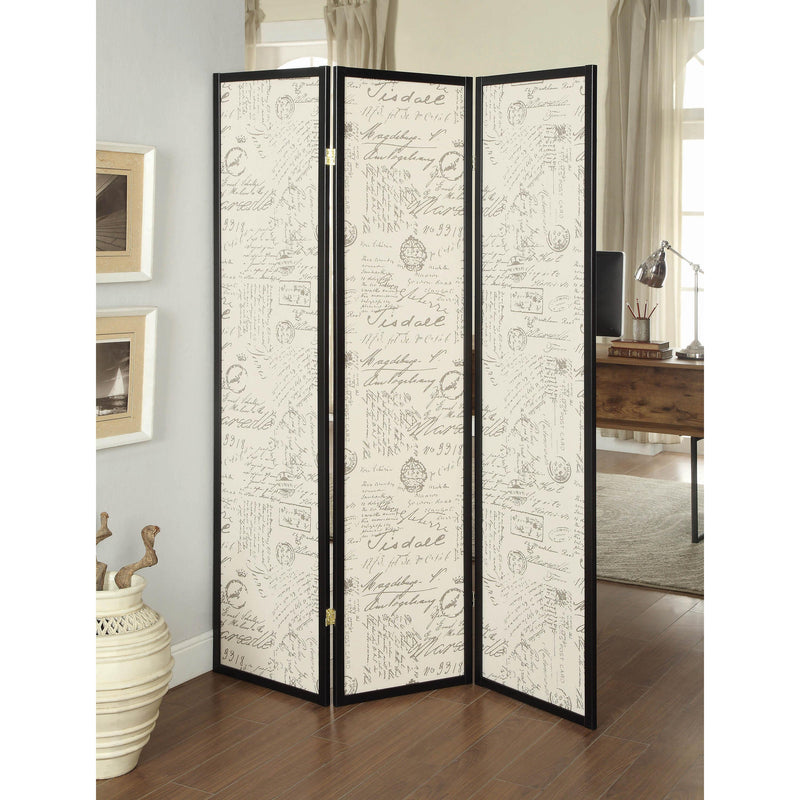 Coaster Furniture Felice 900074 3-Panel Room Divider Folding Screen - French Script IMAGE 2