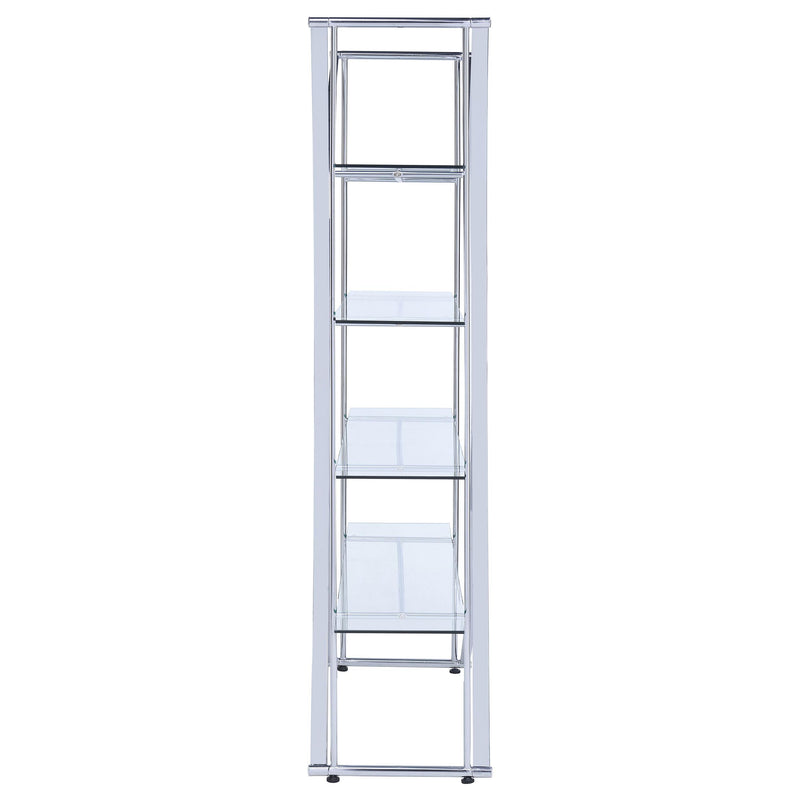 Coaster Furniture Larson 910050 73-inch 4-shelf Glass Bookshelf - Chrome IMAGE 4