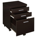 Coaster Furniture Skylar 800894 3-Drawer Home Office Mobile File Cabinet - Cappuccino IMAGE 2