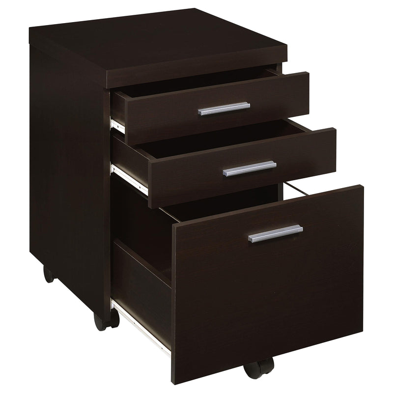 Coaster Furniture Skylar 800894 3-Drawer Home Office Mobile File Cabinet - Cappuccino IMAGE 2