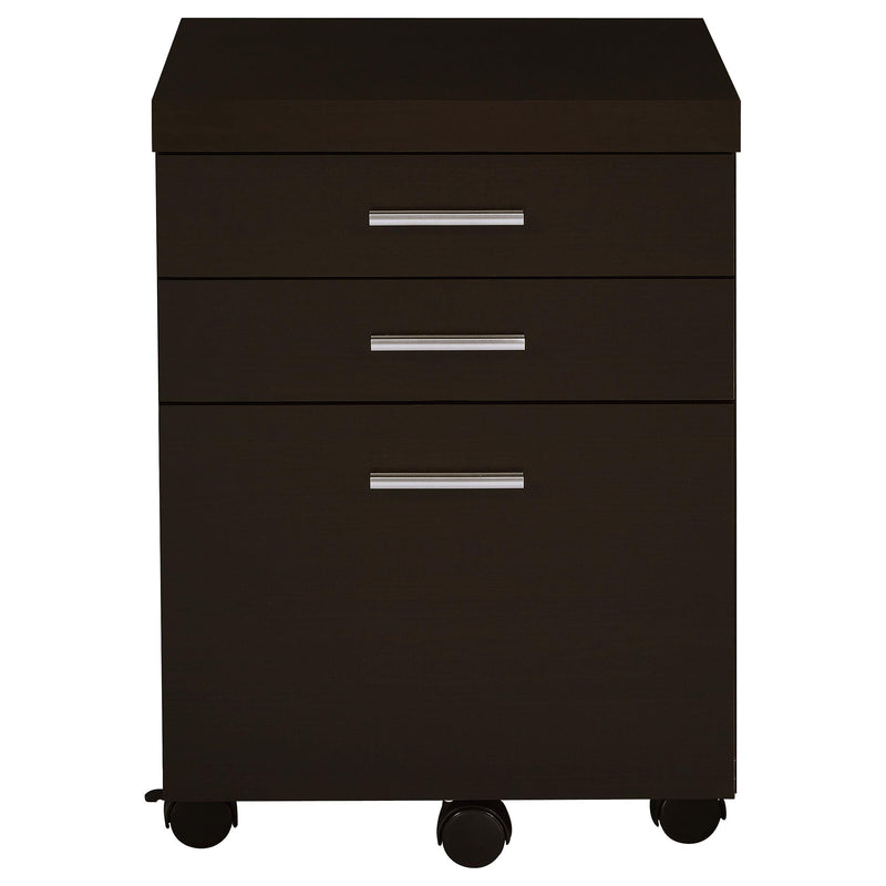 Coaster Furniture Skylar 800894 3-Drawer Home Office Mobile File Cabinet - Cappuccino IMAGE 3