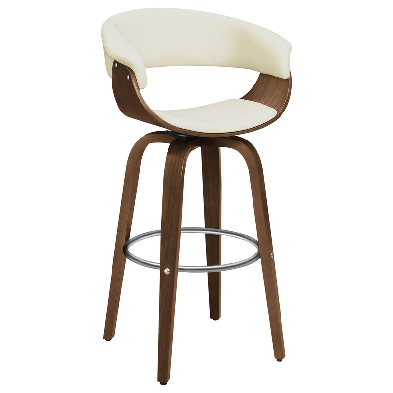 Coaster Furniture Zion 100206 Upholstered Swivel Bar Stool - Walnut and Ecru IMAGE 1