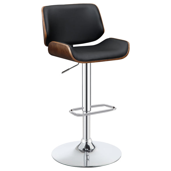 Coaster Furniture Folsom 130502 Upholstered Adjustable Bar Stool - Black and Chrome IMAGE 1