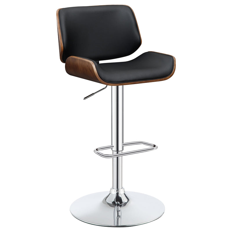 Coaster Furniture Folsom 130502 Upholstered Adjustable Bar Stool - Black and Chrome IMAGE 1