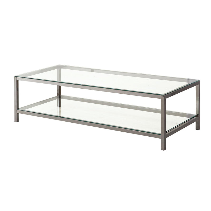 Coaster Furniture Trini 720228 1-shelf Glass Top Coffee Table - Black Nickel IMAGE 1