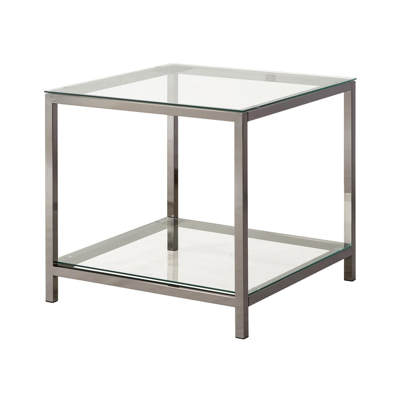 Coaster Furniture Trini 720227 1-shelf Glass Top Side End Table - Black Nickel IMAGE 1