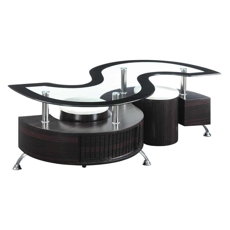Coaster Furniture Buckley 720218 3-piece Coffee Table and Stools Set - Cappuccino IMAGE 1