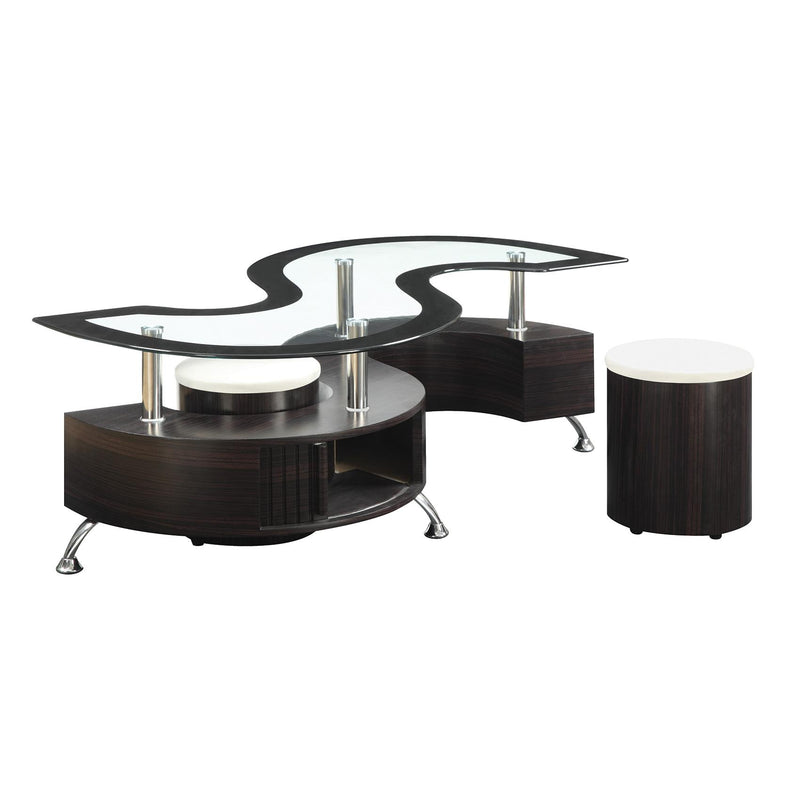 Coaster Furniture Buckley 720218 3-piece Coffee Table and Stools Set - Cappuccino IMAGE 2