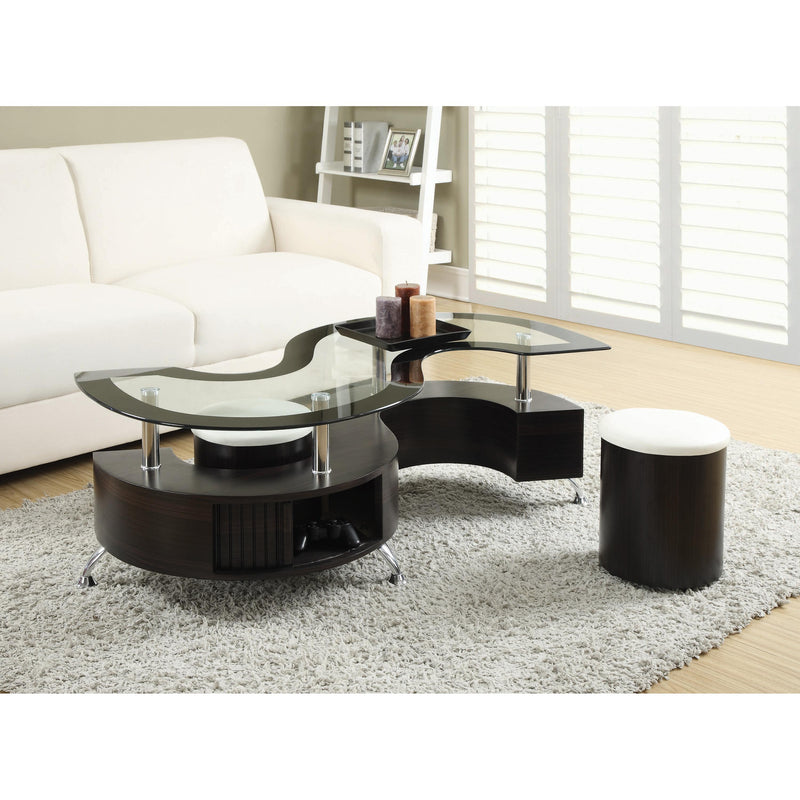 Coaster Furniture Buckley 720218 3-piece Coffee Table and Stools Set - Cappuccino IMAGE 3