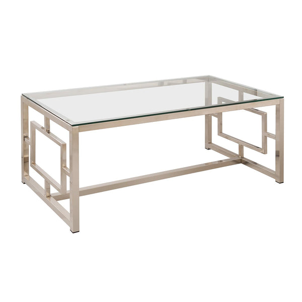 Coaster Furniture Merced 703738 Rectangular Glass Top Coffee Table - Nickel IMAGE 1