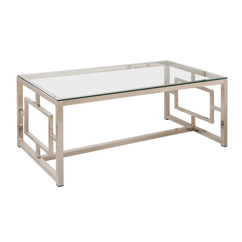 Coaster Furniture Merced 703738 Rectangular Glass Top Coffee Table - Nickel IMAGE 1