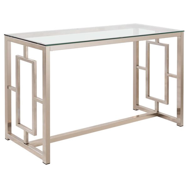 Coaster Furniture Merced 703739 Glass Top Metal Entryway Sofa Console Table - Nickel IMAGE 1